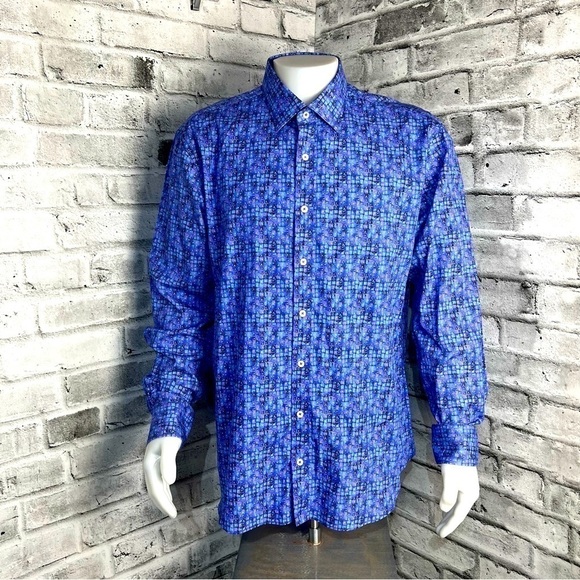 Bugatchi Uomo Geometric Button Down Casual Shirt - Picture 1 of 8